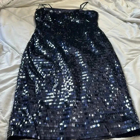 Eliza J Sequin Cocktail Party Sheath Dress Navy Blue size 10 - Picture 3 of 7